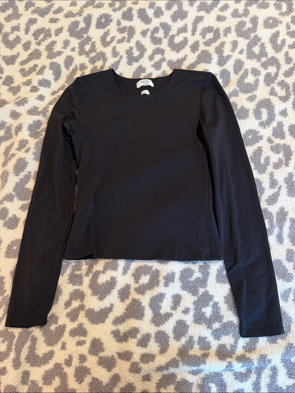 Aritzia Black Long Sleeve Contour Crew Neck Top